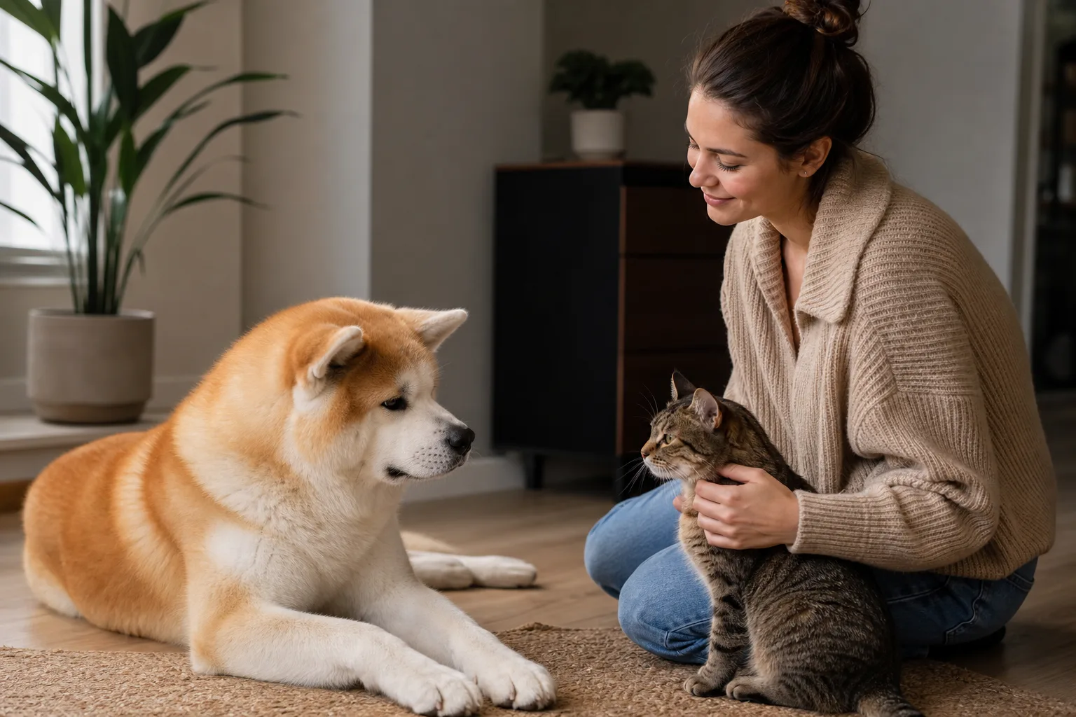 Akita Dog With Other Pets